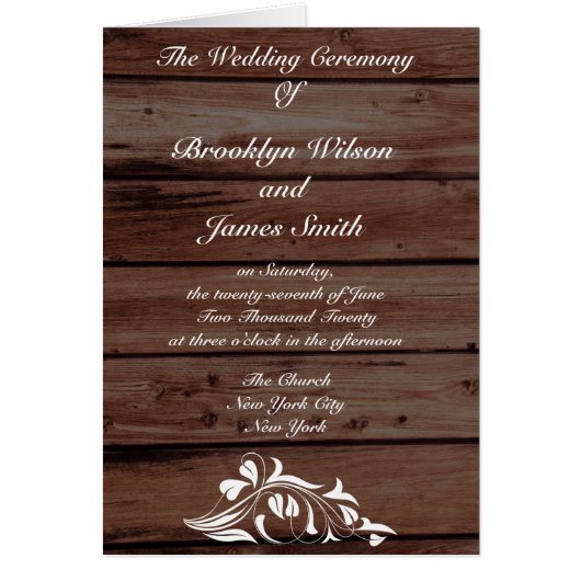 Programmes De Mariage Rustiques Avec Décor Fleur (Devant)