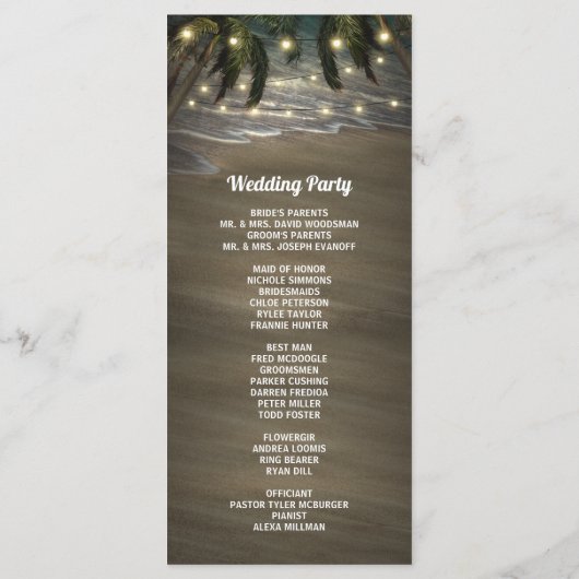 Programmes de mariage rustiques avec palmiers sur  (Dos)