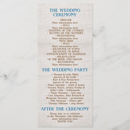 Programmes de mariage rustiques de bocal de massag (Dos)