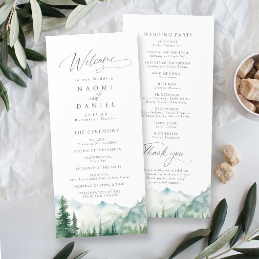 Programmes de mariage rustiques de la forêt de Sag