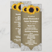 Programmes de mariage rustiques en toile de jute e (Devant / Derrière)