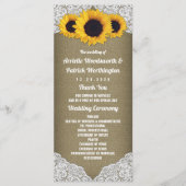 Programmes de mariage rustiques en toile de jute e (Devant)