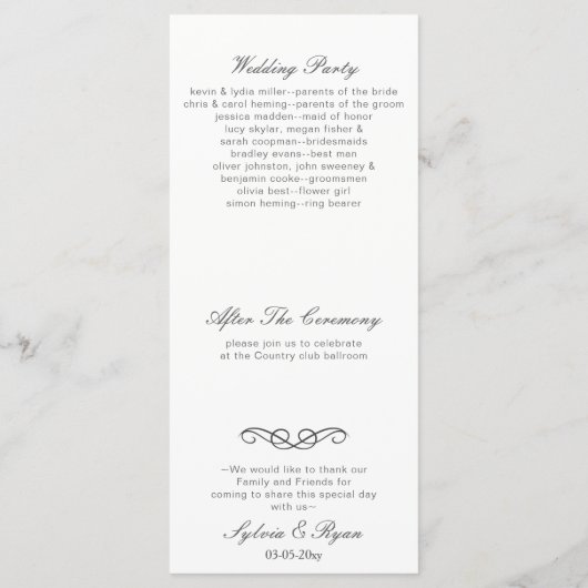 Programmes de mariage sensationnels (Dos)