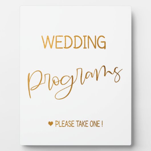 Programmes de mariage signer Gold Tabletop Plaque (Devant)
