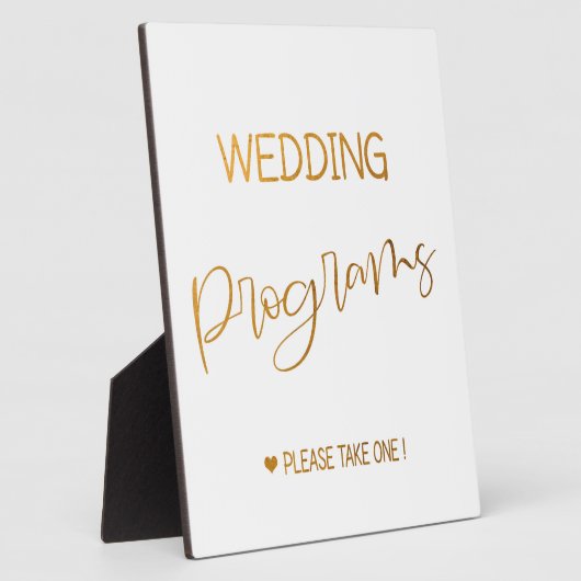 Programmes de mariage signer Gold Tabletop Plaque (Côté)
