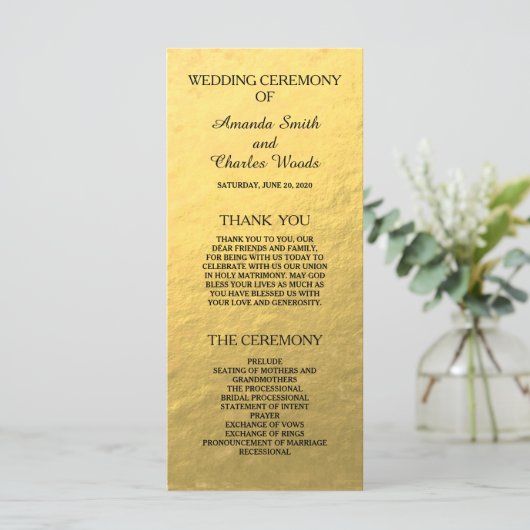 Programmes de mariage simple et élégante Gold Faux (Debout devant)