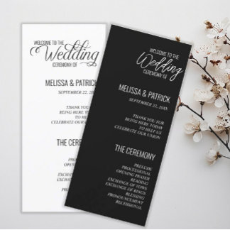 Programmes de mariage simple et moderne en noir et