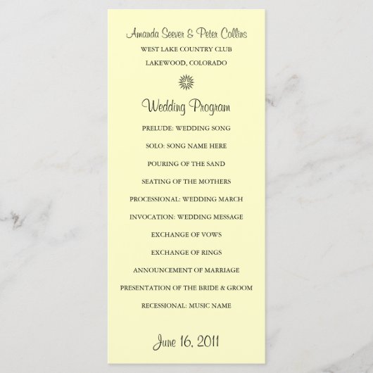 Programmes de mariage simples (crème) (Devant)