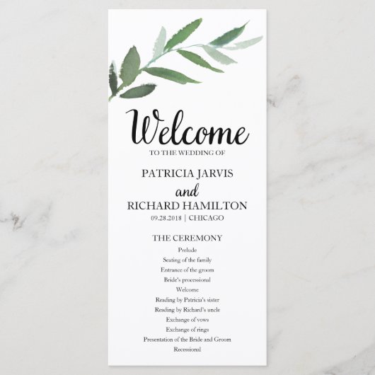 Programmes de mariage simples et élégants (Devant)