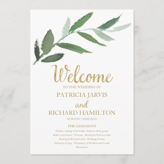 Programmes de mariage simples et élégants avec feu (Devant)