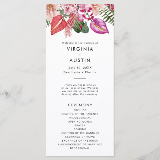 Programmes de mariage tropical (Devant)