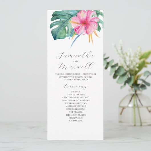 Programmes de mariage tropical Hibiscus rose Fleur (Debout devant)