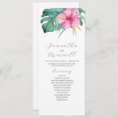 Programmes de mariage tropical Hibiscus rose Fleur (Devant / Derrière)
