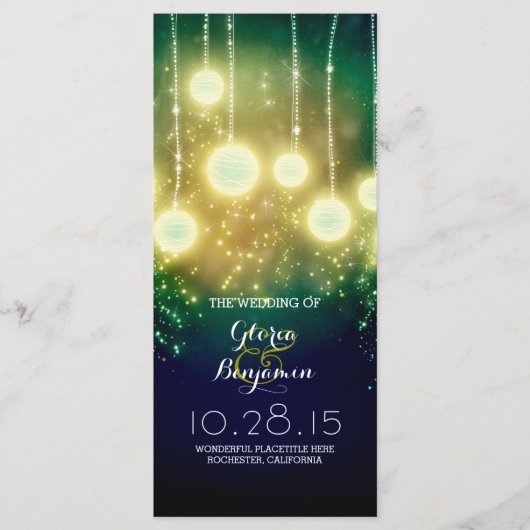 Programmes de mariage turquoises - lanternes roman (Devant)