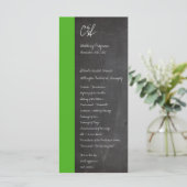 Programmes de mariage vert Chalkboard (Debout devant)