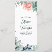 Programmes de mariage vert et rose vif (Devant)