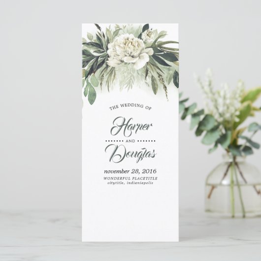 Programmes de mariage vert | Menu (Debout devant)