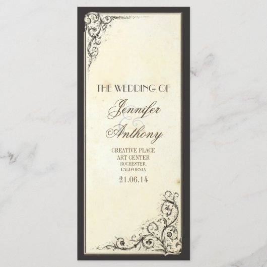 programmes de mariage vintage (Devant)