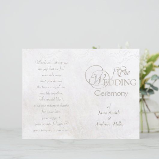 Programmes de mariage vintage blanc (Debout devant)