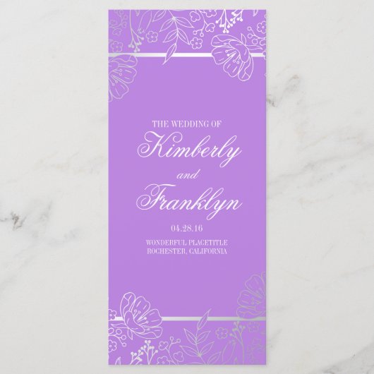 Programmes de mariage Vintage d'argent et de viole (Devant)