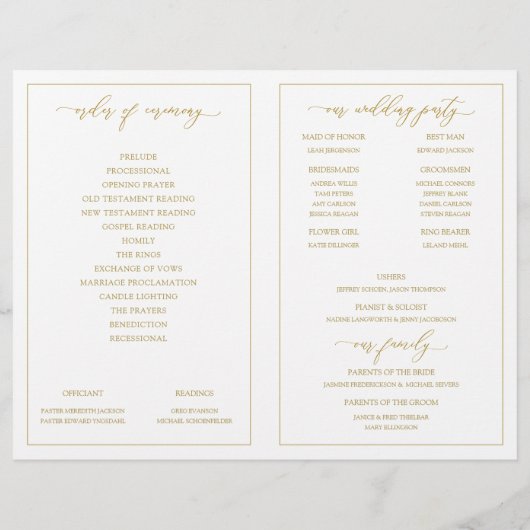 Programmes de mariage Vintage Élégant Calligraphie (Dos)