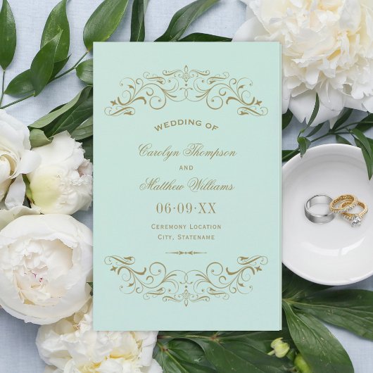 Programmes de mariage Vintage Mint Antique Flouris