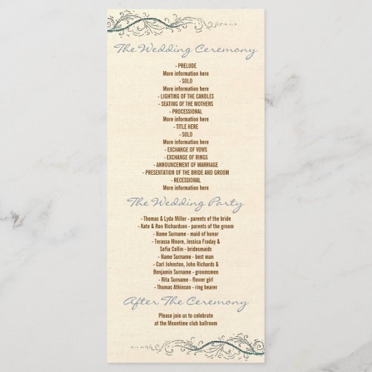 programmes de mariage vintage nautique (Dos)