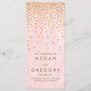 Programmes de mariage Vintage or rose Confetti