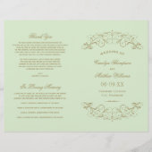 Programmes de mariage vintage vert antique (Devant)
