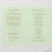 Programmes de mariage vintage vert antique (Dos)