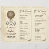 Programmes de mariage vintages en montgolfière (Devant / Derrière)