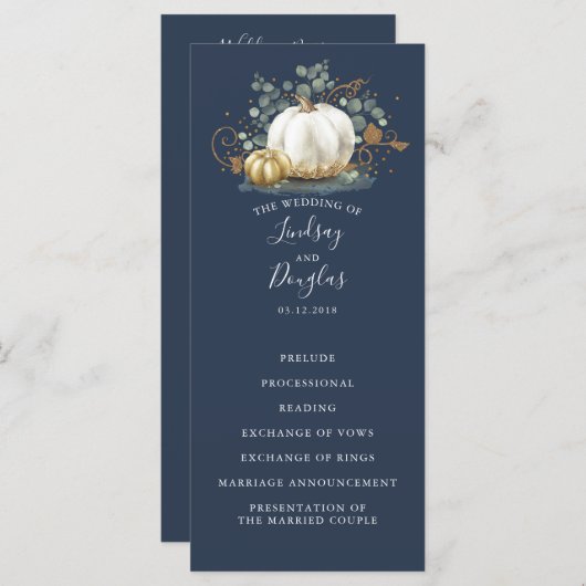 Programmes de Mariages de automne Citrouille blanc (Devant / Derrière)