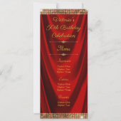 Programmes de menus de fête d'anniversaire en or r (Devant)