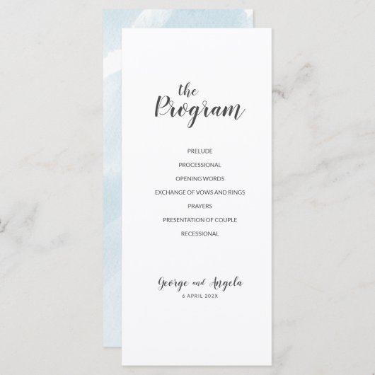 Programmes de partie bleu aquarelle (Devant / Derrière)