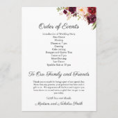 Programmes de réception de mariage marsala et rose (Dos)