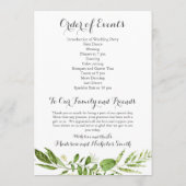 Programmes de réception de mariage vert, Verdure r (Dos)