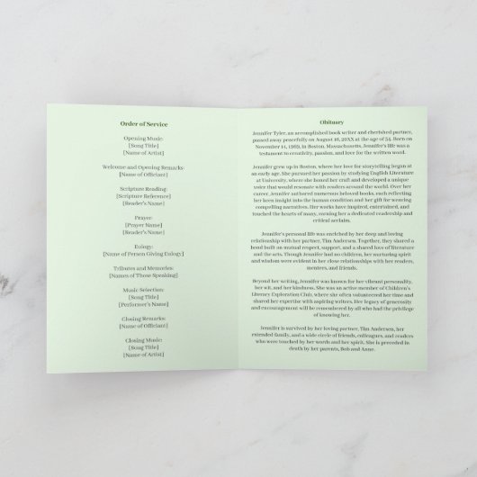 Programmes de service de deuil nécrologique vert (Intérieur)