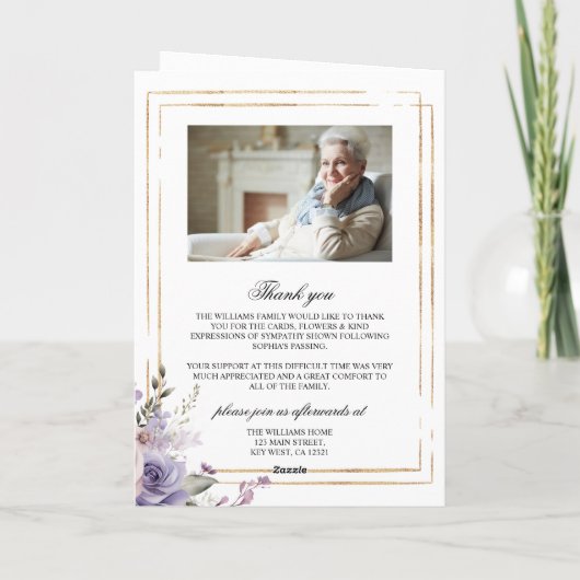 Programmes funéraires commémoratifs violets et ble (Dos)