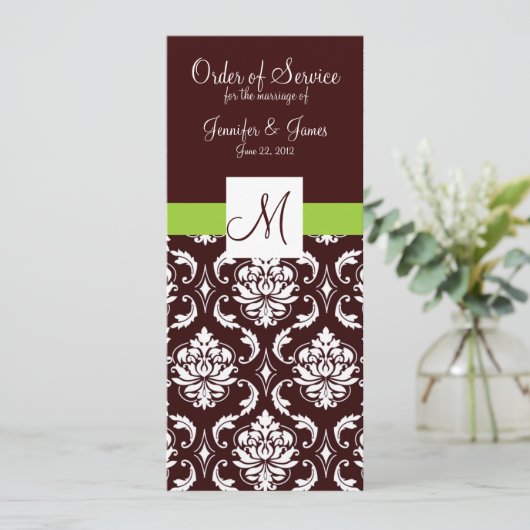 Programmes Mariage damassé Brown avec Monogramme (Debout devant)