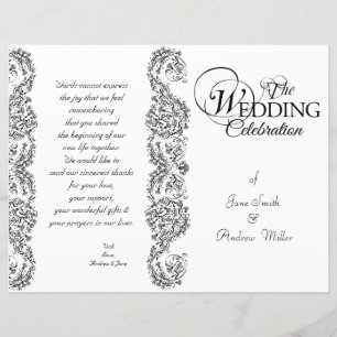Programmes mariage damassé en noir et blanc