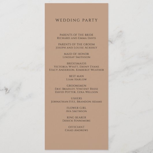 Programmes modernes de mariage botanique rouille (Dos)