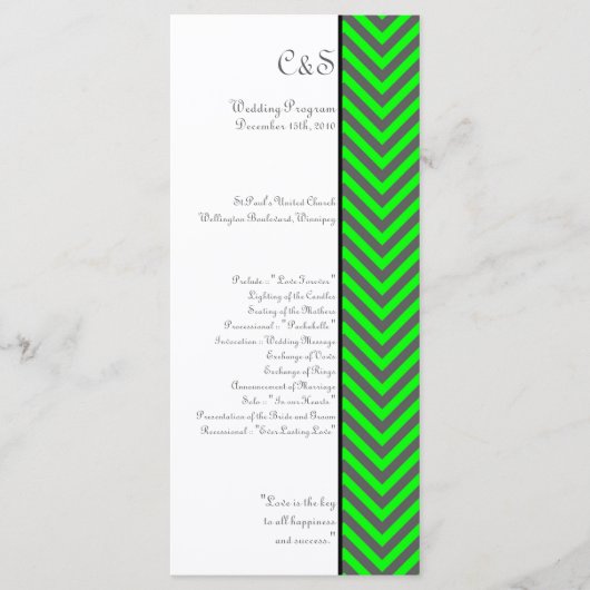 Programmes modernes de mariage vert/gris Chevron N (Devant)