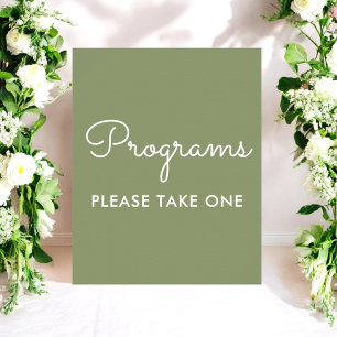 Programmes Pancarte de mariage Vert sauge Affiche