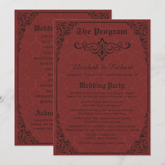 Programmes Red Gothic Victorian Mariage damassé (Devant / Derrière)