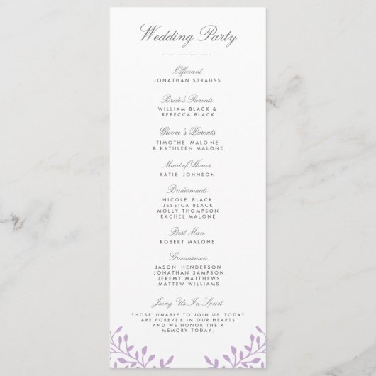 Programmes secrets de mariage de jardin - Orchidée (Dos)