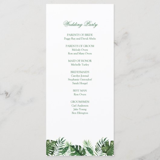 Programmes Tropical Palm Leaf (Dos)