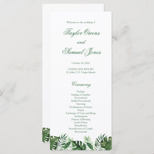 Programmes Tropical Palm Leaf (Devant / Derrière)