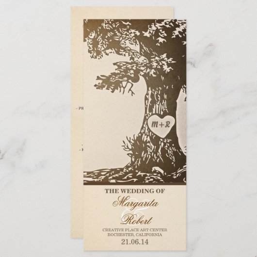 Programmes vintages de mariage d'arbre d'amour (Devant / Derrière)