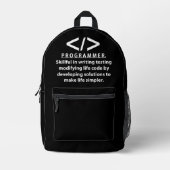 Programmeur Codeur Ontwikkelaar Programmeur Bedrukte Rugzak (Voorkant)