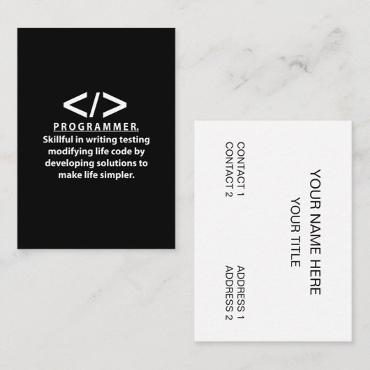 Programmeur Codeur Ontwikkelaar Programmeur Visitekaartje (Voorkant / Achterkant)